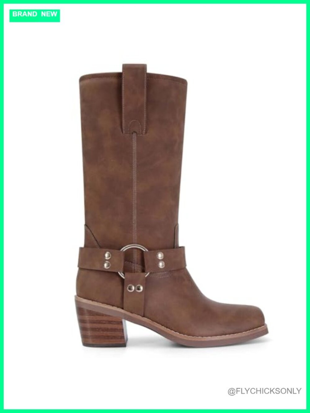 MICIFA Suede Mid Calf Boots Square Toe Chunky Block Heel Pull On Wide Calf